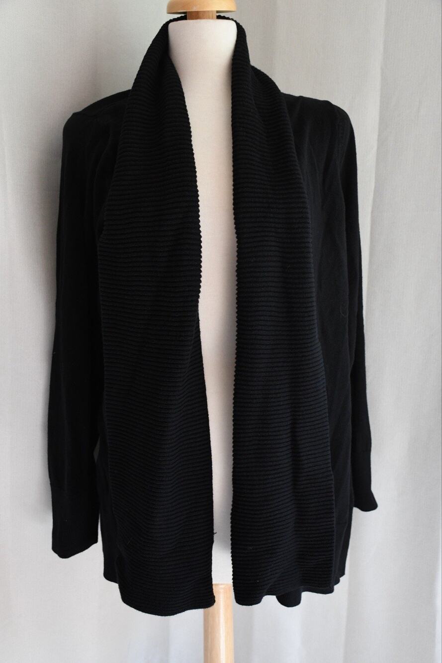 Croft and Barrow Black Long Sleeve Open Front Cardigan Cotton Blend Size 2X